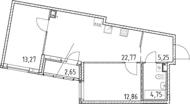 2-комнатная квартира 58.9 м², 17/17 эт., ЖК «Город Первых»